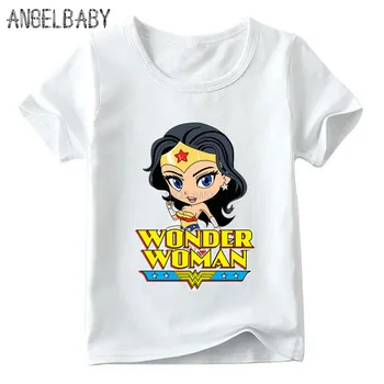 

Boys/Girls Wonder Woman Cartoon Print T-shirt Kids Summer Short Sleeve Tops Baby Superhero Funny T shirt