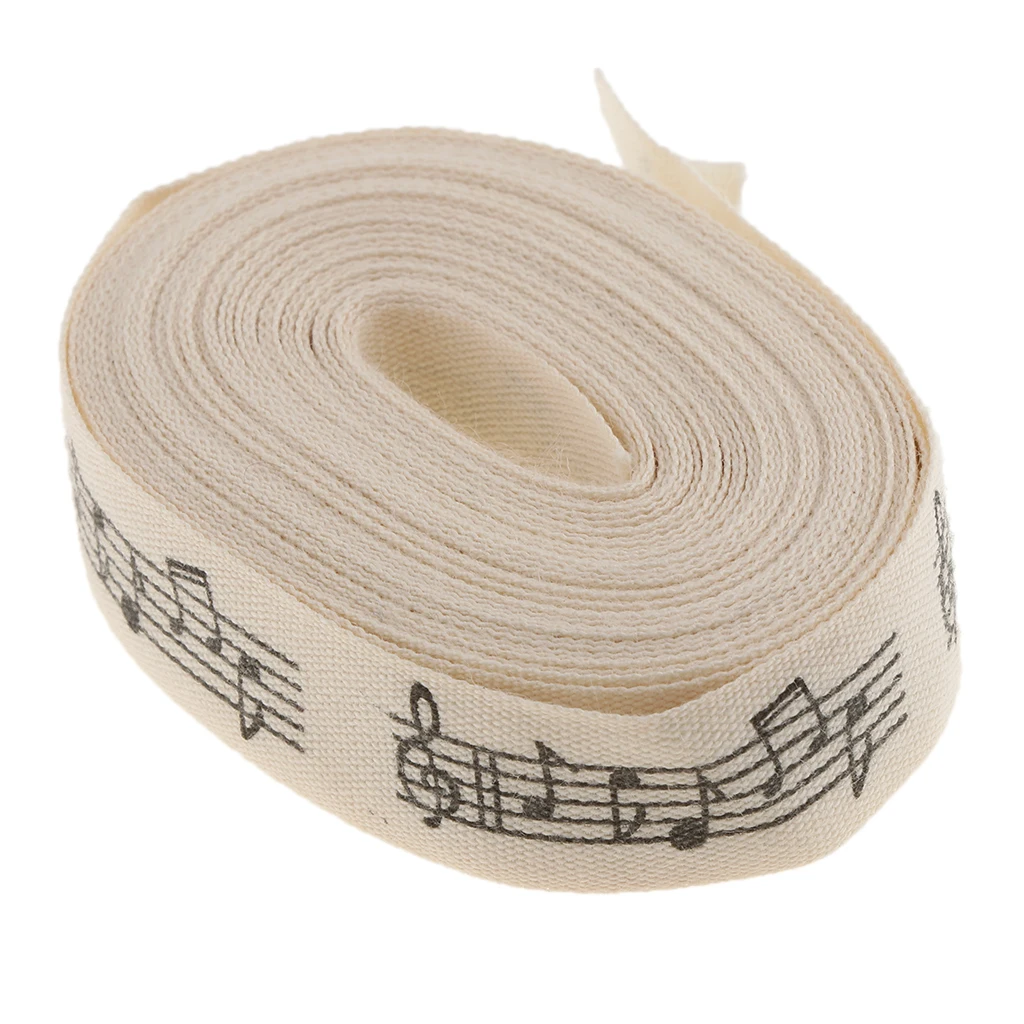 5 Yards 15mm Musical Note Cotton Ribbon Wedding Birthday Gift Wrap Craft