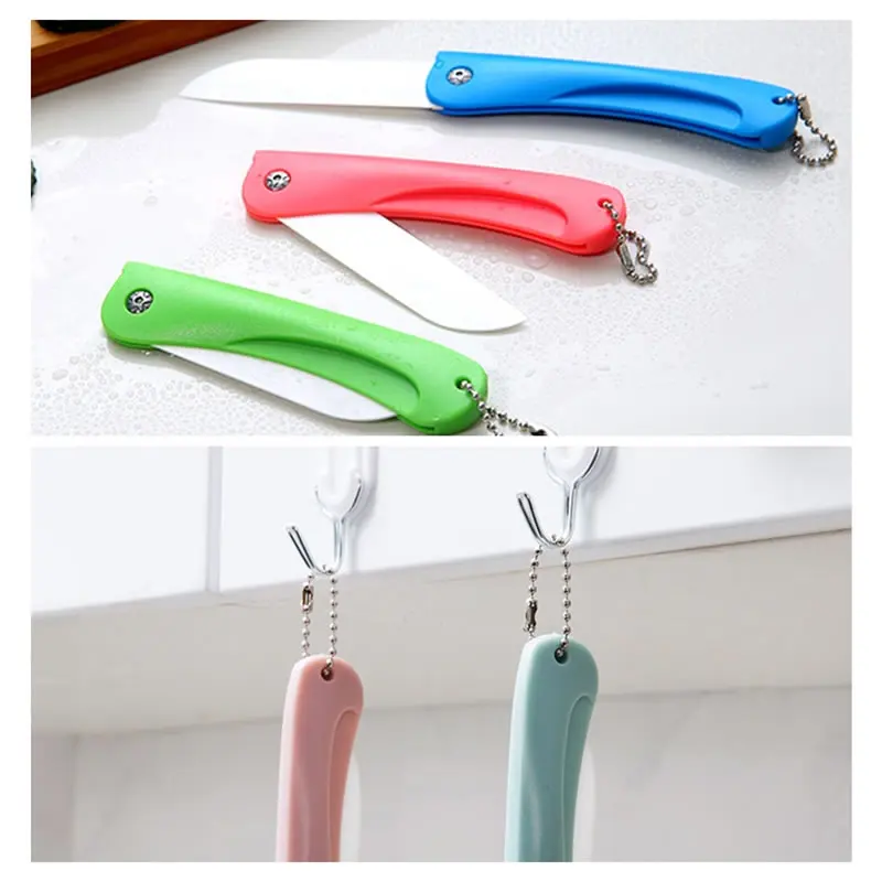 3.2" Ceramics Portable Folding Knife Utility Fruit Vegetable Paring Slicer Meat Slicing Cleaver Sushi Cutter Chef Kitchen Knives