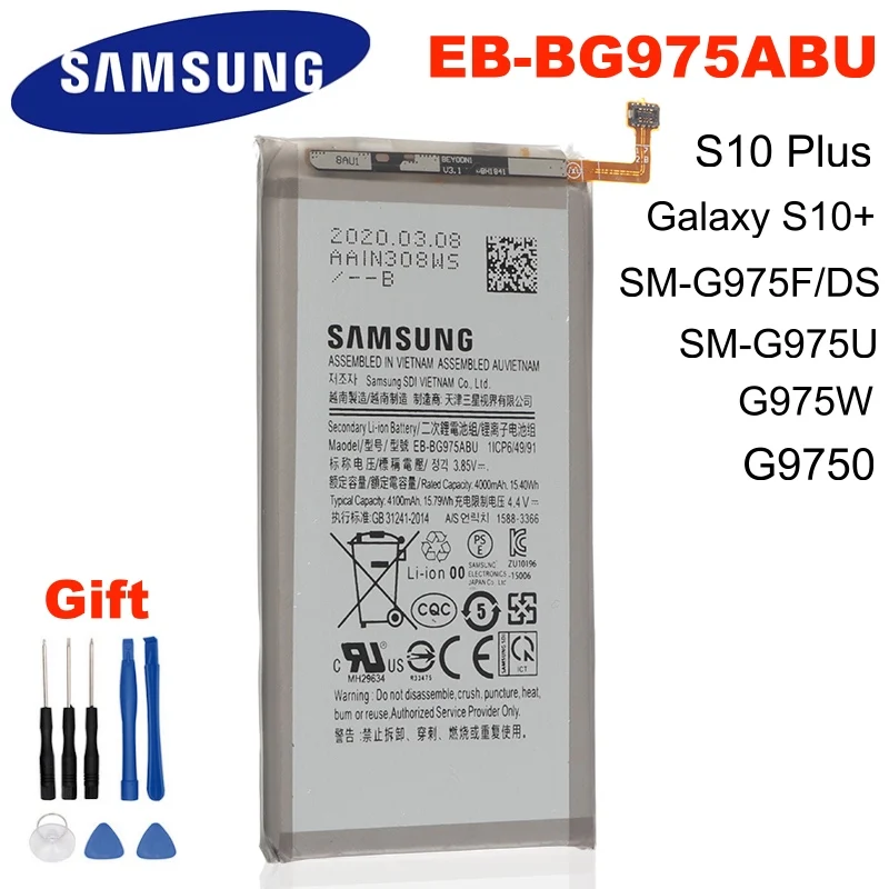 SAMSUNG оригинальный EB BG975ABU 4100 мА/ч батарея для Samsung Galaxy S10 плюс + SM G975F/DS G975U/W G9750 мобильный телефон
