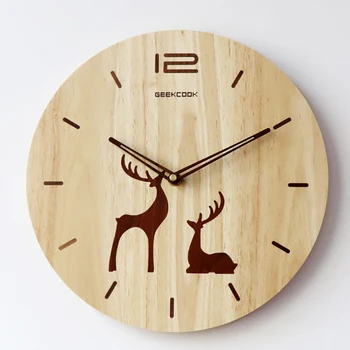 

Walnut Wall Clock Mechanism Quartz Clock 12 Inch Deer Black Walnut Silent Clock