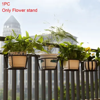 

Hanging Type Iron Structure Balcony Railing Indoor Outdoor Garden Home Office Anti Rust Durable Flower Rack Practical