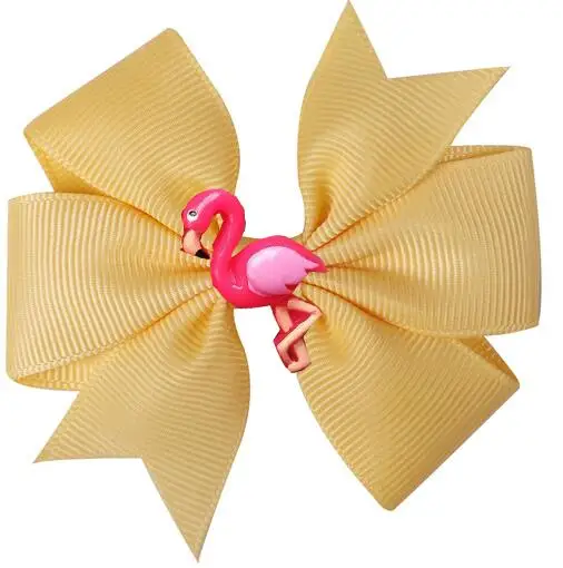 NEW 36 COLORS pinwheel Hair Bows 3.5'' flamingo baby Girls bow Clips Toddler Hair Accessories Grosgrain Dovetail Hairpin 36pcs/ - Цвет: color 11