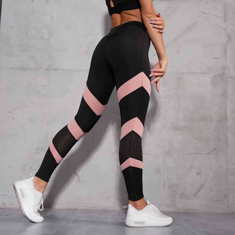 

SALSPOR Fitness Leggings Women High Waist Patchwork Mesh Legging Female Hip Push Up Leggins Breathable Workout Jeggings Feminine