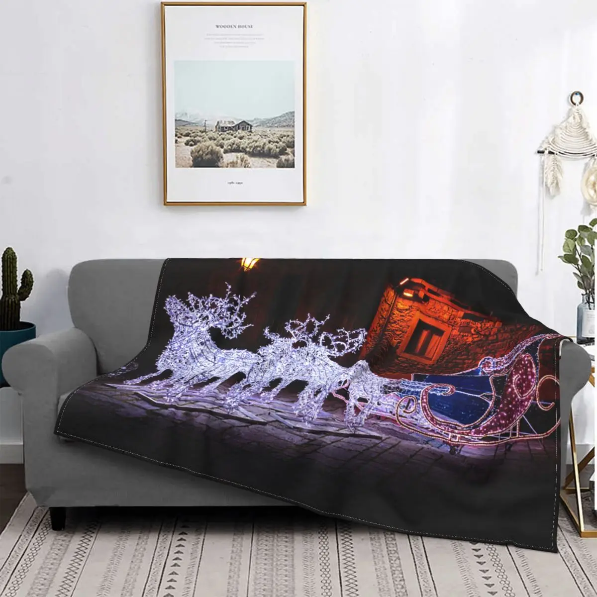 

Winter Merry Christmas Santa Claus Gift Blanket Nordic Merry Christmas New Year Fuzzy Funny Soft Throw Blankets for Bed Sofa