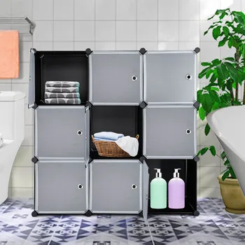 

Home Furniture 9-Cube Detachable Plastic Wardrobe Assembly Locker Clothes Cabinet Wardrobe Closets Bedroom Storage Box Organizer