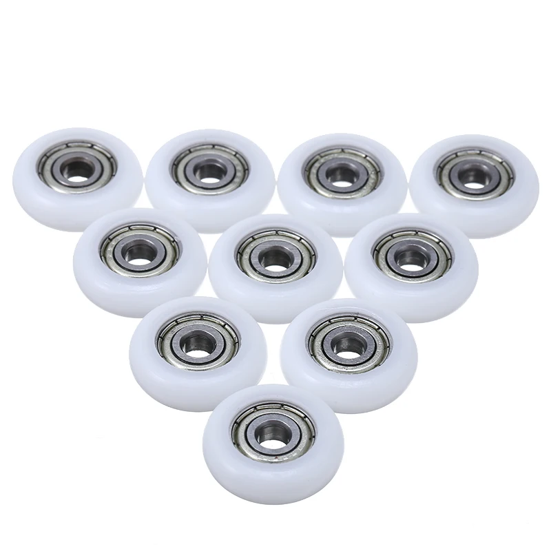 10pcs 5x23x7mm Nylon Plastic Embedded Pulley Wheels Groove Ball Bearings 