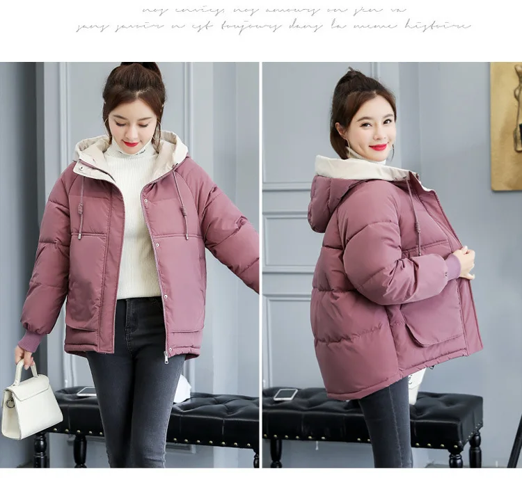 Продукт, зимняя популярная куртка, большой размер, короткая стильная женская тонкая куртка, Женская Толстая хлопковая куртка пуховик, одежда