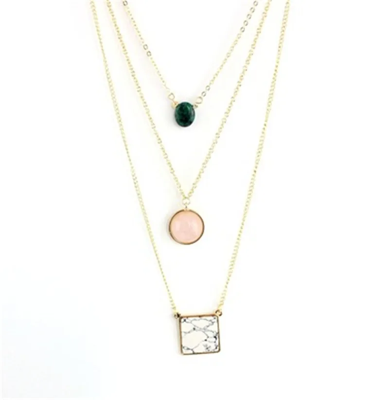 Ожерелье с кулоном из розового кристалла, кварцевый и из натурального камня для женщин, крупное Золотое длинное ожерелье с цепочкой, ювелирные изделия, подарки