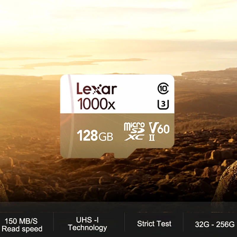 Lexar карта памяти 1000X 32 Гб 64 Гб 256 ГБ 150M U3 4K Micro sd 128 ГБ высокоскоростная флеш-карта microsd TF карта для записи 3D 4K HD