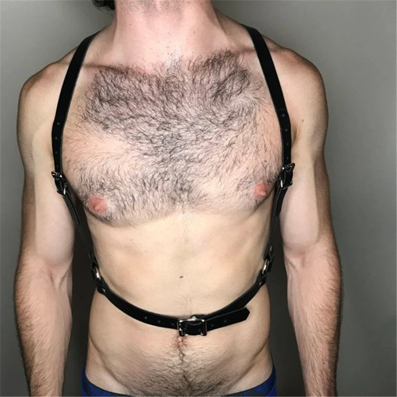 Кожаный Фетиш мужской нагрудный ремень Готический корпус клетка бондаж гей