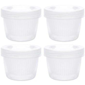 

4PCS Creative Circular Drain Sealed Box Refrigerator Food Preservation Box Refrigerator Debris Box Kitchen Storage Box