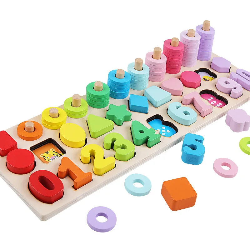 

QZM Chinese Zodiac Three-in-One Numbers Board Learning Understanding Children 3--5-Year-Old Shape Matching Jigsaw Puzzle