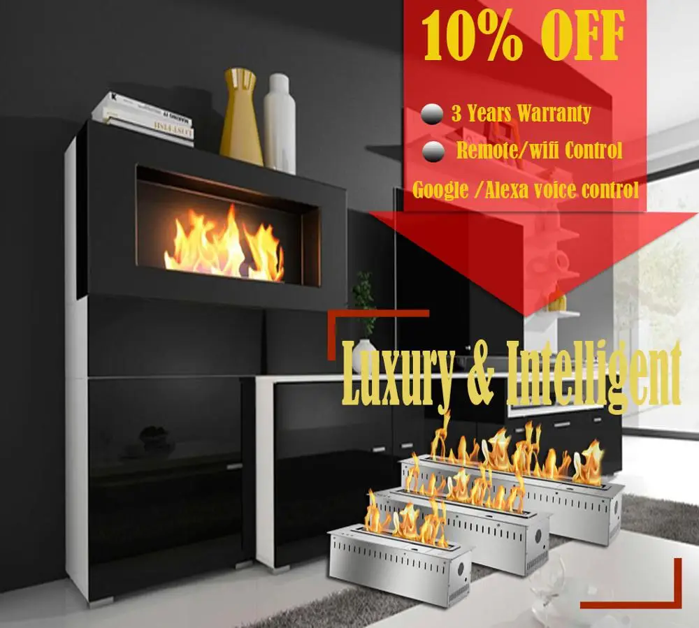

hot sale 24 inches intelligent ethanol burner remote smart fireplace