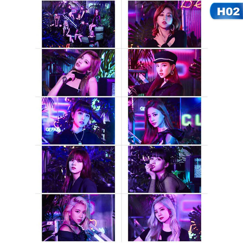 OSS6218H02 10 шт./компл. K-pop дважды Ablum счастливый наклейки карт модная обувь с украшением в виде кристаллов липкий фотокарточек - Цвет: OSS6218H02