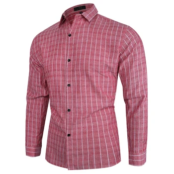 

Long Sleeve Shirt for Men Business Casual Stripe Men Shirt Man Fashion Blouse Slim Autumn New Pink Green Grey