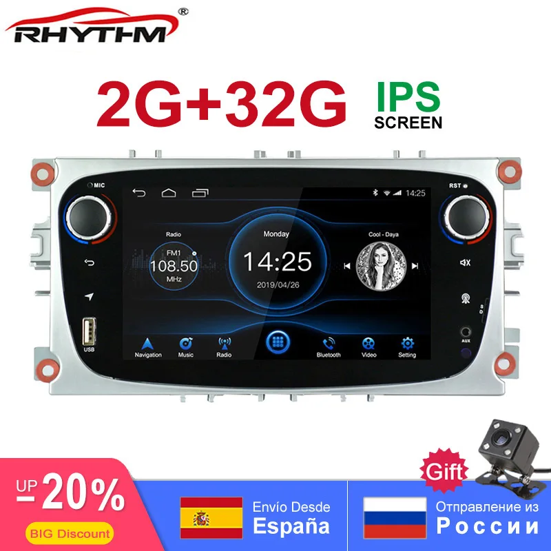 

2G+32G Octa Core Android 8.1 for Ford Focus Mondeo Galaxy S-max Car radio 1024X600 7 Inch Screen GPS Bluetooth SWC WiFi RDS FM