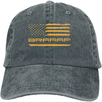 

Ejiazhan7 Braaap Motocross Dirt Bike American Flag Retro Adjustable Cowboy Denim Hat Unisex Hip Hop Black Baseball Caps