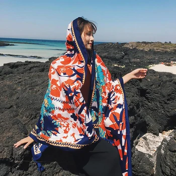 

2020 Summer Fashion Women Cotton Scarves Female Luxury Brand Print Paisley Foulard Shawls And Scarves Beach Cover-Ups