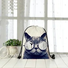 Рюкзак, сумка для покупок с котом, приемная веревка, 3D цифровая печать, сумка,, сумка на шнурке для женщин и мужчин, модная новинка