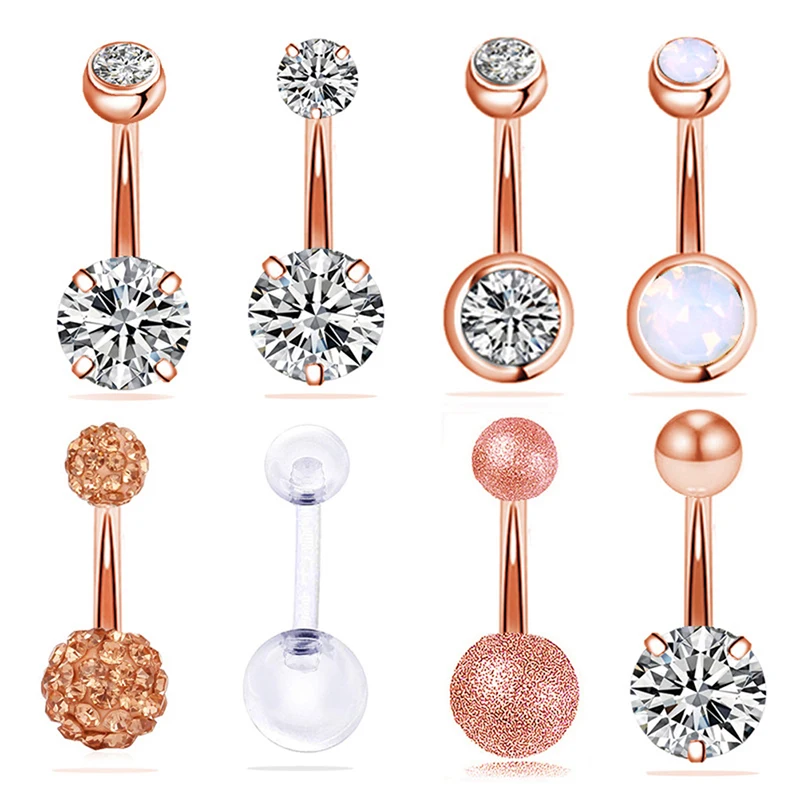 

Steel Navel Rings Crystal Belly Button Ring Bar Body Piercing Jewelry