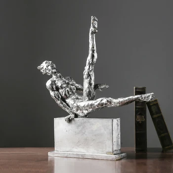 

Modern Strong Man Stretching Legs Statue Home Crafts Living Room Decor Objects Office Resin Sculpture Accessories Gifts