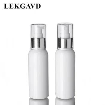 

1PC 100ml White Spray Bottle with Alumina Cover PET Plastic Emulsion Bottle Travel Packaging Refillable Empty Bottle Wholesale