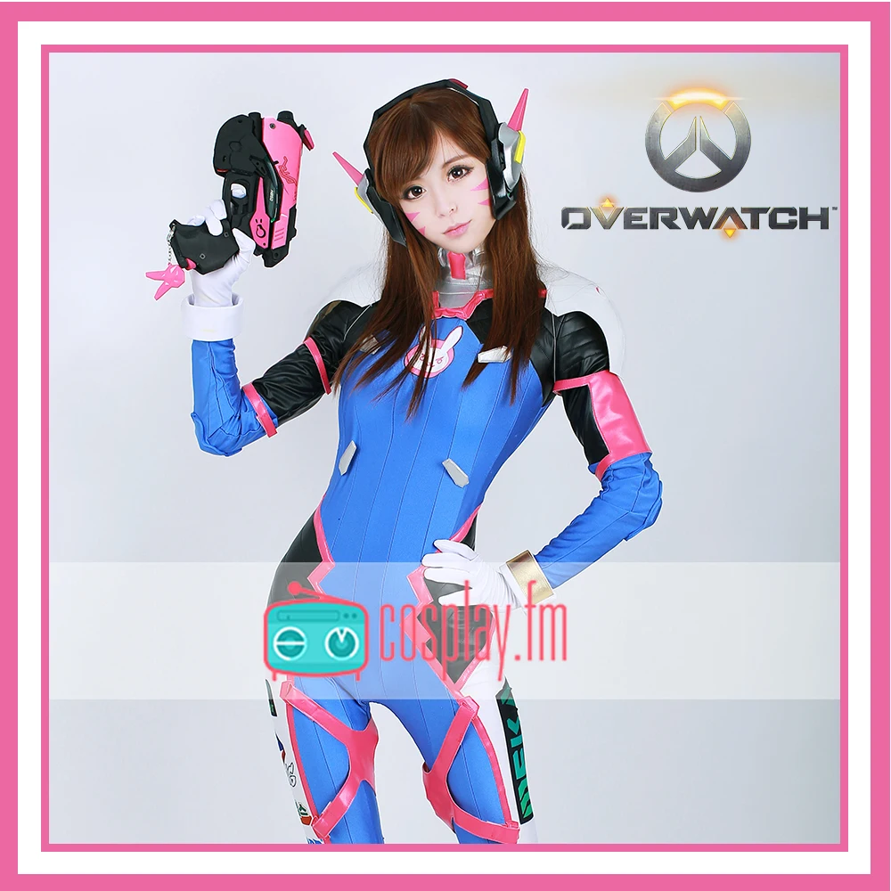 OW D.VA Cosplay Costume Jumpsuit Halloween Uniform Outfit Sexy Bodysuit+Armor XS-XL