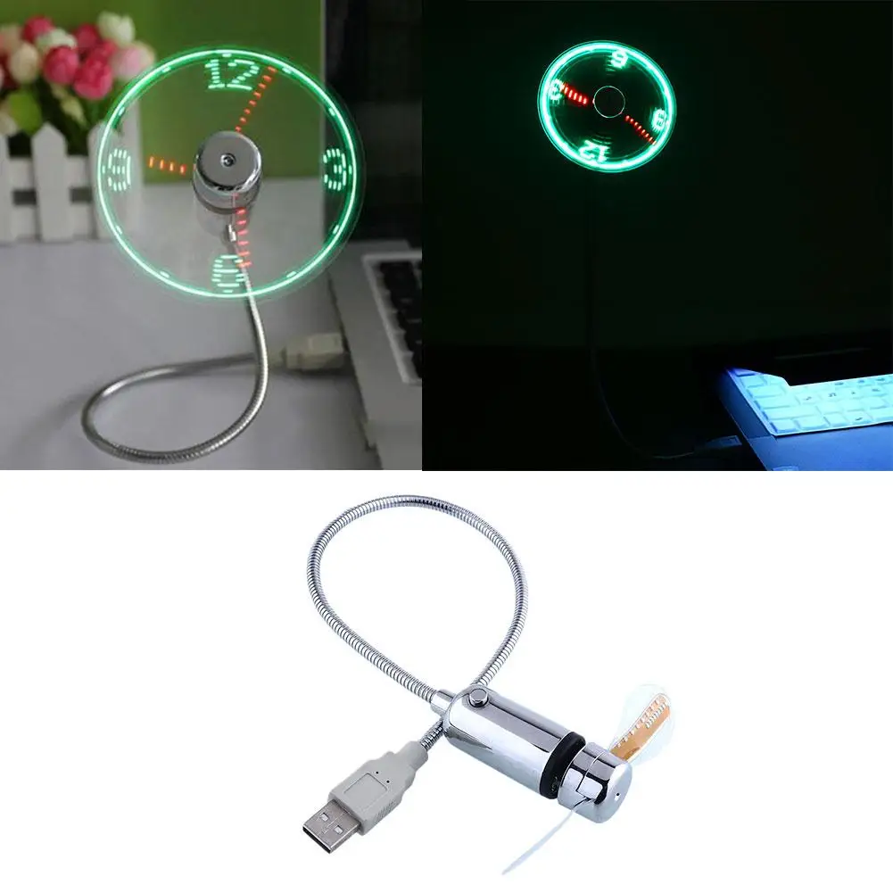 USB вентилятор мини вентиляторы для гаджета ПК светодиодный гусиная шея часы