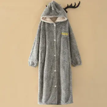 

Men Casual Kimono Bathrobe Autumn Winter Flannel Long Robe Thick Warm Sleepwear Plus Size 2XL Nightgown Male Casual Home Wear