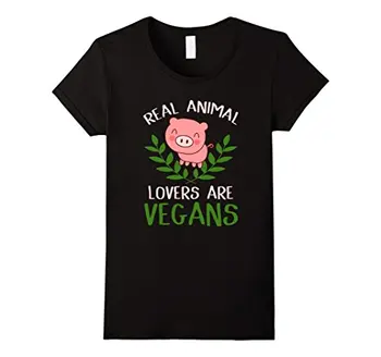 

Real Animal Lovers Are Vegans Funny Animal T Shirt Short Sleeve O Neck Tee Shirt Homme Female T-Shirt Organic Cotton