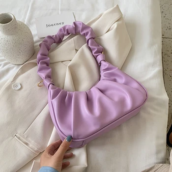 

Burminsa Unique Design Women Pleated Underarm Bags Summer Candy Colors Hand Bags High Quality Soft Shoulder Crossbody Bags 2020