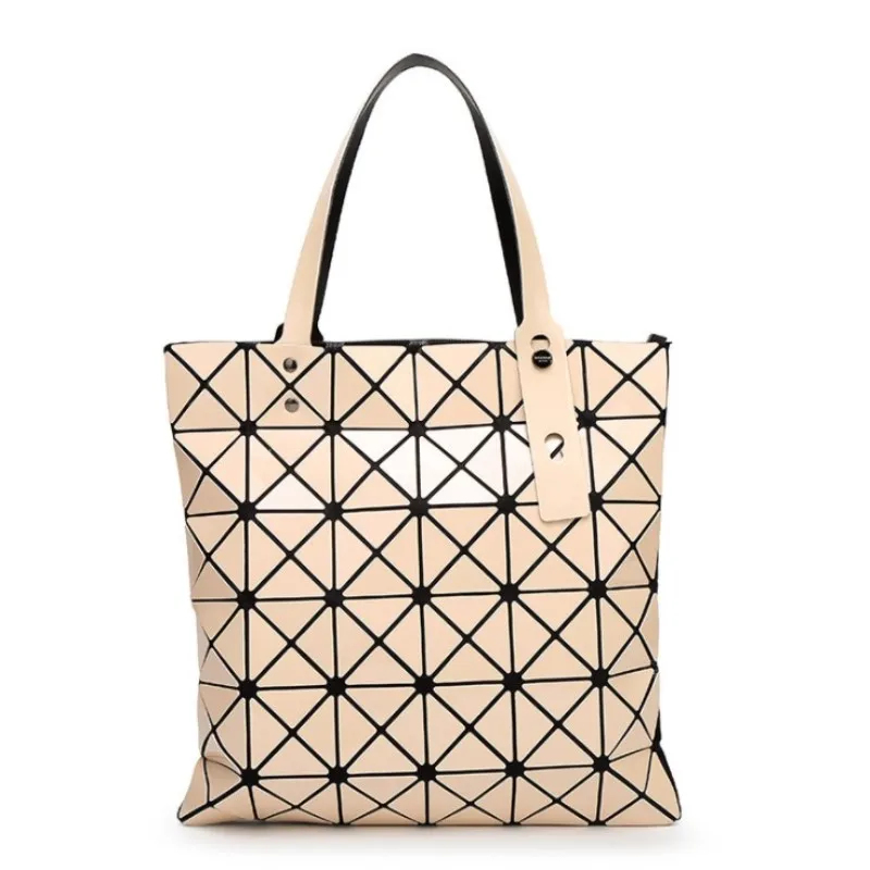 Горячая сумка женская сложенная Женская Геометрическая клетчатая сумка модная повседневная сумка-тоут женская сумка рюкзак сумка через плечо без логотипа - Цвет: Абрикос
