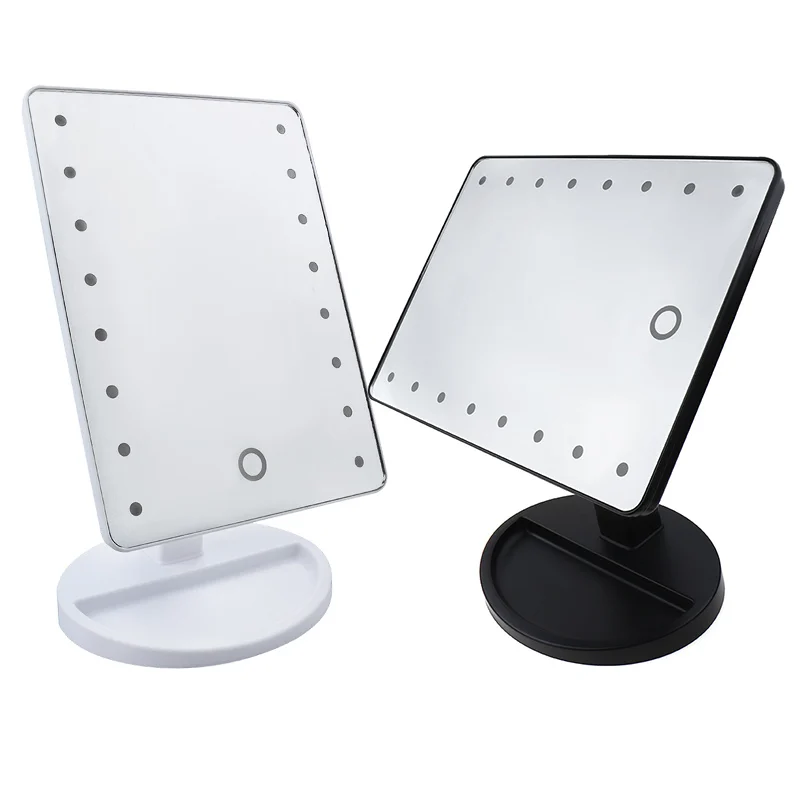 

16 LEDs 360 Degrees Rotation Touch Screen LED Makeup Mirror Desktop Touch Dimmer Mirror USB Line Or Battery Use Beauty Tool