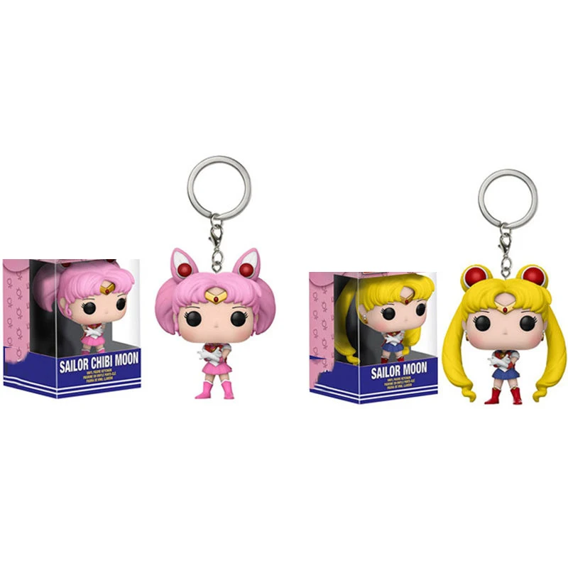 Cute pocket Sailor Moon &amp SAILOR CHIBI MOON Keychain action Figure Collection Model Key ring Toys for children | Игрушки и хобби