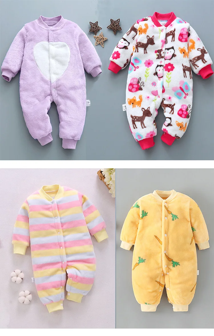 Newborn Baby Spring Winter Clothes Infant Jacket for Girls Jumpsuit for Boys Soft Flannel Bebe Romper Baby Clothes 0-18 Month