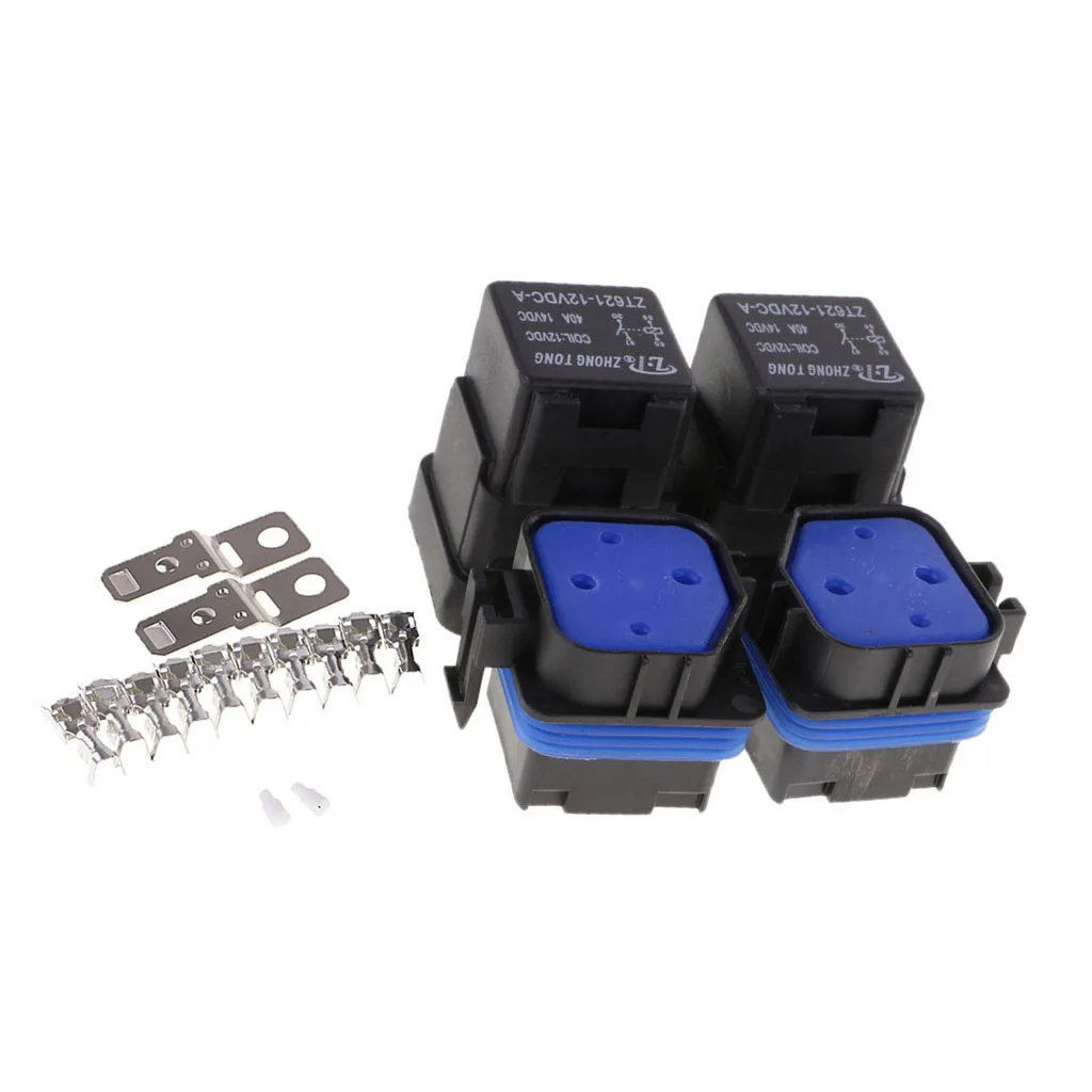 2 Set Car Motorcycle Boat 12V 40A Car Vehicle 4Pin Relay Socket Terminal Kit