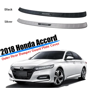 

Car Styling For 2018 2019 2020 Honda Accord Black Stainless steel Car Trunk Outer Rear Tail Bumper Plate Panel Cover accessories