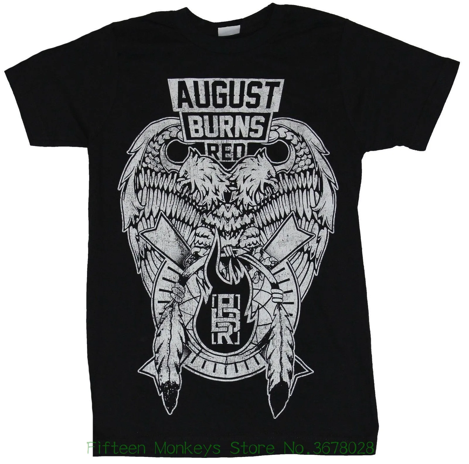 Tee Shirt Casual Short Sleeve August Burns Red Mens T-Shirt Distressed Double Eagle Feathered Crest Image | Мужская одежда