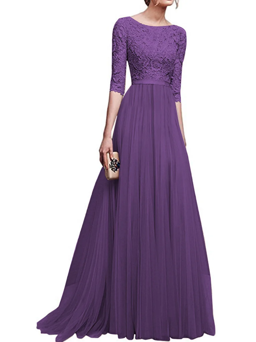 Ах! Уютная мусульманский костюм Дубай Ислам одежда с длинным рукавом Ислам ic Костюмы кружевное элегантное женское платье хиджаб абайя парадный Audlts Вечерние - Цвет: Z-8399-purple