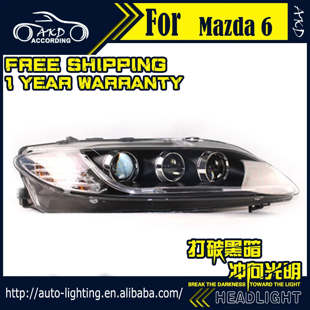 AKD Car Styling Head Lam for Mazda 6 Headlights 2004-2013 Mazda6 LED  Headlight LED DRL D2H Hid Option Angel Eye Bi Xenon Beam