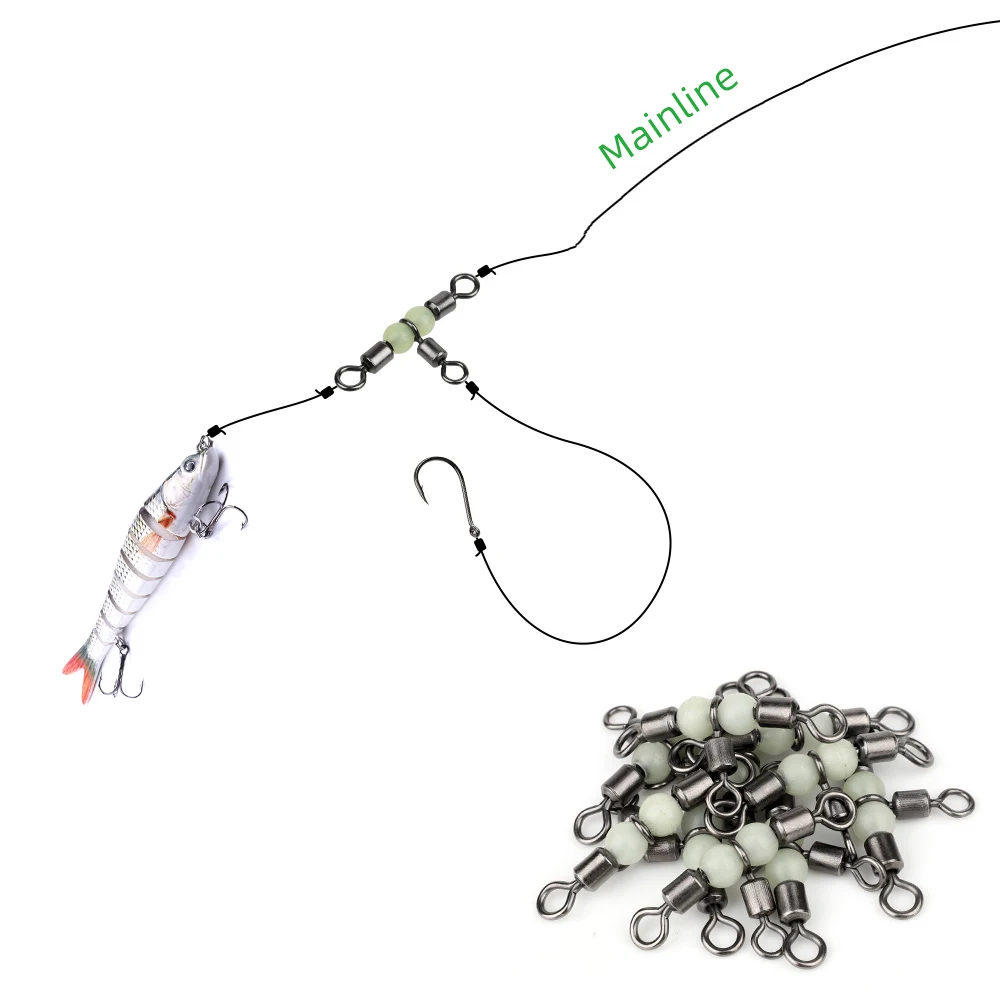 Hameçon de pêche pivotant, 20 pièces/lot, connecteur à Clip de tige