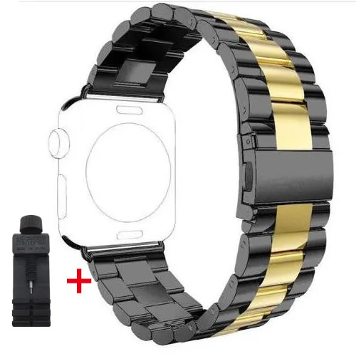 Браслет из нержавеющей стали для Apple Watch 4 5 44 мм 40 мм 42 мм 38 мм ремешок для iwatch 3 2 1 металлический ремешок для часов Apple ремешок для часов - Цвет ремешка: black gold