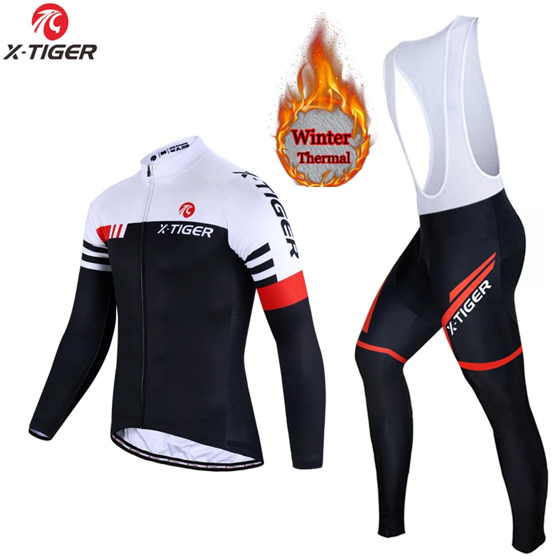 Xtiger Winter Thermal Fleece Cycling Jersey Set Cycling Clothing Warm Mountain Bike Wear
