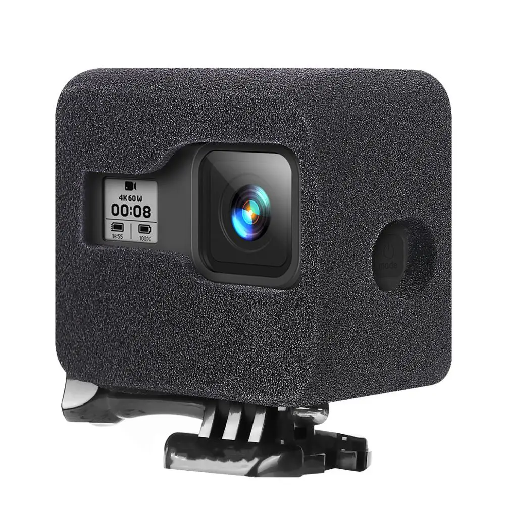 Negro cámara windshield foam housing case cover funda protección para GoPro Hero 8 Negro cámara windshield foam housing case cover funda protección para GoPro Hero 8