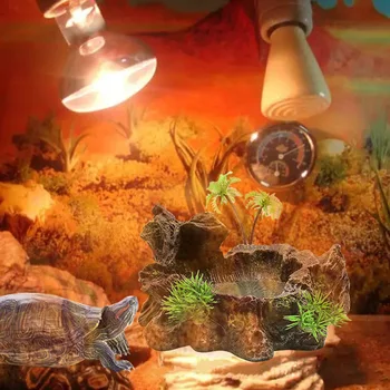 

Simulation Ornament Small Animal Dish Bowl Tank Decor Artificial Tree Trunk Rockery Stone Resin Reptile Platform Lifelike