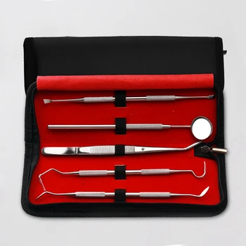 

5pcs Stainless Steel Dental Scaler Tool Set Tooth Scraper Mirror Tartar Calculus Plaque Remover Home Dental Calculus Care Kit