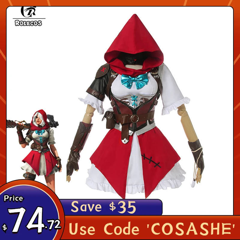 ROLECOS Game OW костюмы для косплея Ashe Litter Red Hood Женский карнавальный костюм на Хэллоуин