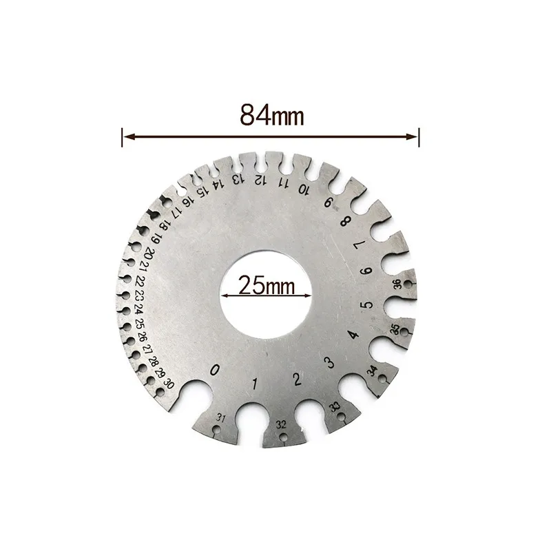 Stainless Steel 0-36 Round AWG SWG Wire Thickness Ruler Gauge Diameter Measurer Tool American Standard Weld Inspection Ruler