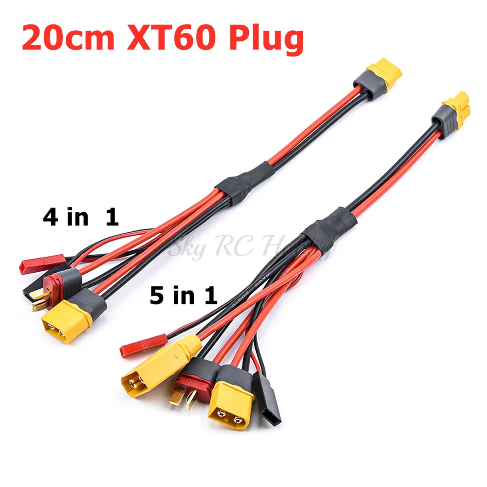 4In1 / 5In1 Xt60 Spina 20Cm Connettore Caricabatterie A Xt60 Jst T Futaba Xt90 Cavo Filo Per Caricabatterie Isdt Hota Toolkit Rc